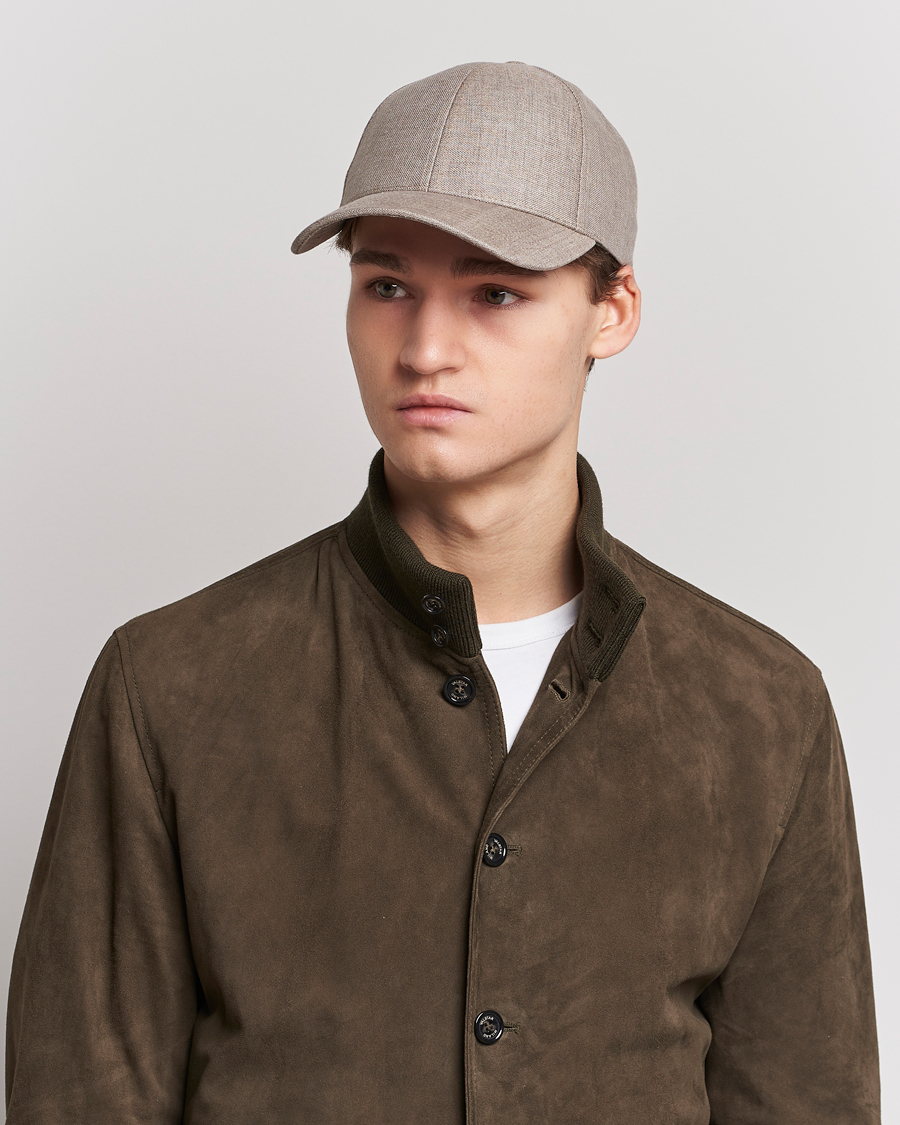 Uomini | Varsity Headwear | Varsity Headwear | Linen Baseball Cap Argent Khaki