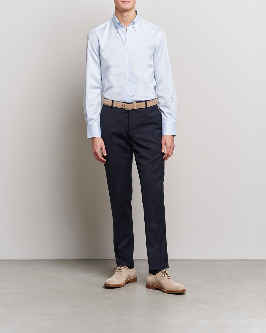 Uomini | Camicie | Brunello Cucinelli | Slim Fit Twill Button Down Shirt Light Blue