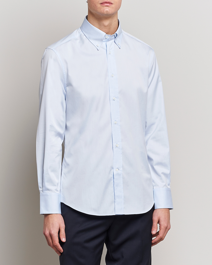 Uomini | Camicie | Brunello Cucinelli | Slim Fit Twill Button Down Shirt Light Blue
