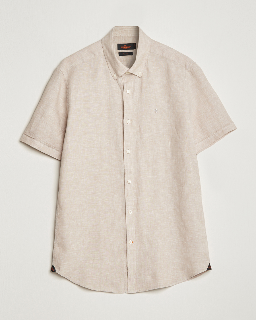 Uomini | Camicie | Morris | Douglas Short Sleeve Linen Shirt Khaki