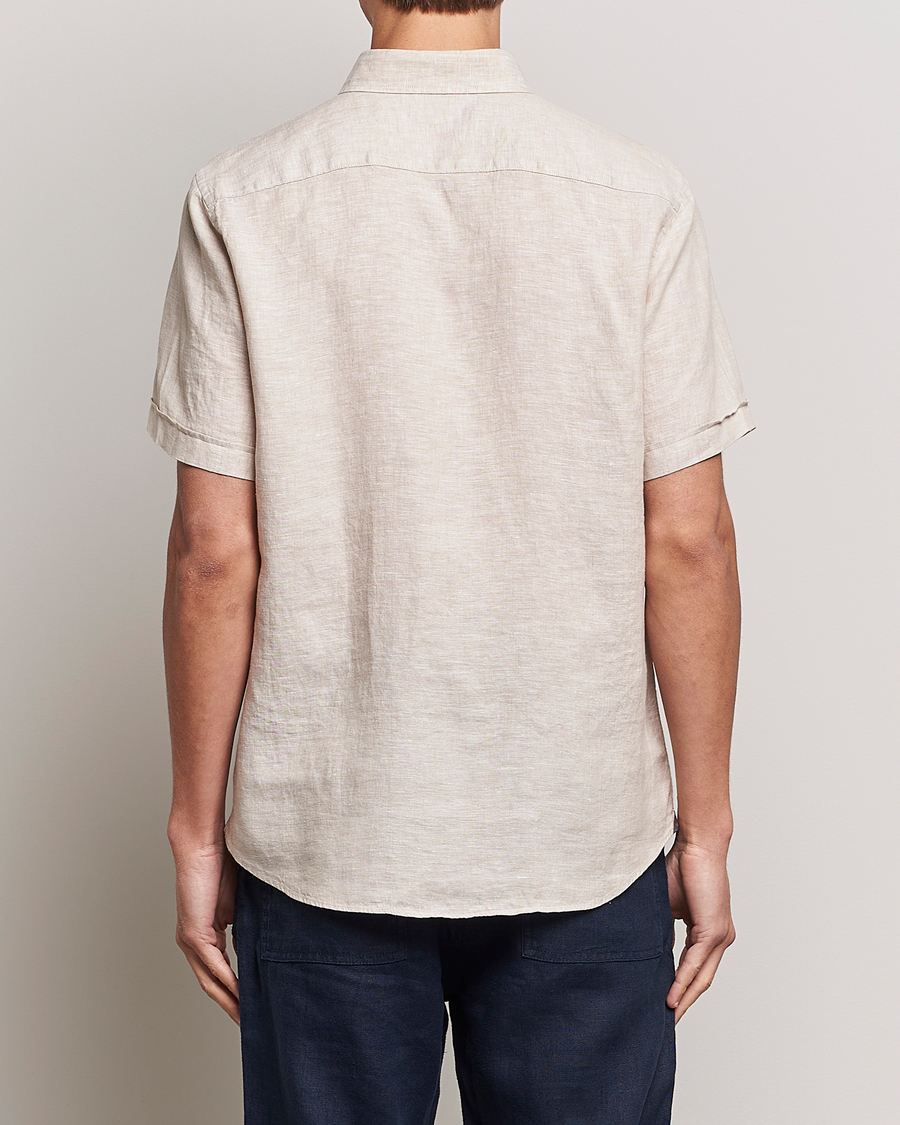Uomini | Camicie | Morris | Douglas Short Sleeve Linen Shirt Khaki