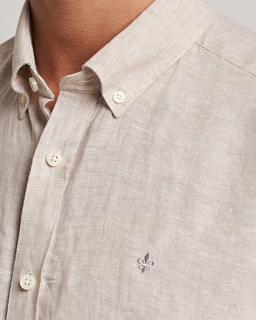 Uomini | Camicie | Morris | Douglas Short Sleeve Linen Shirt Khaki