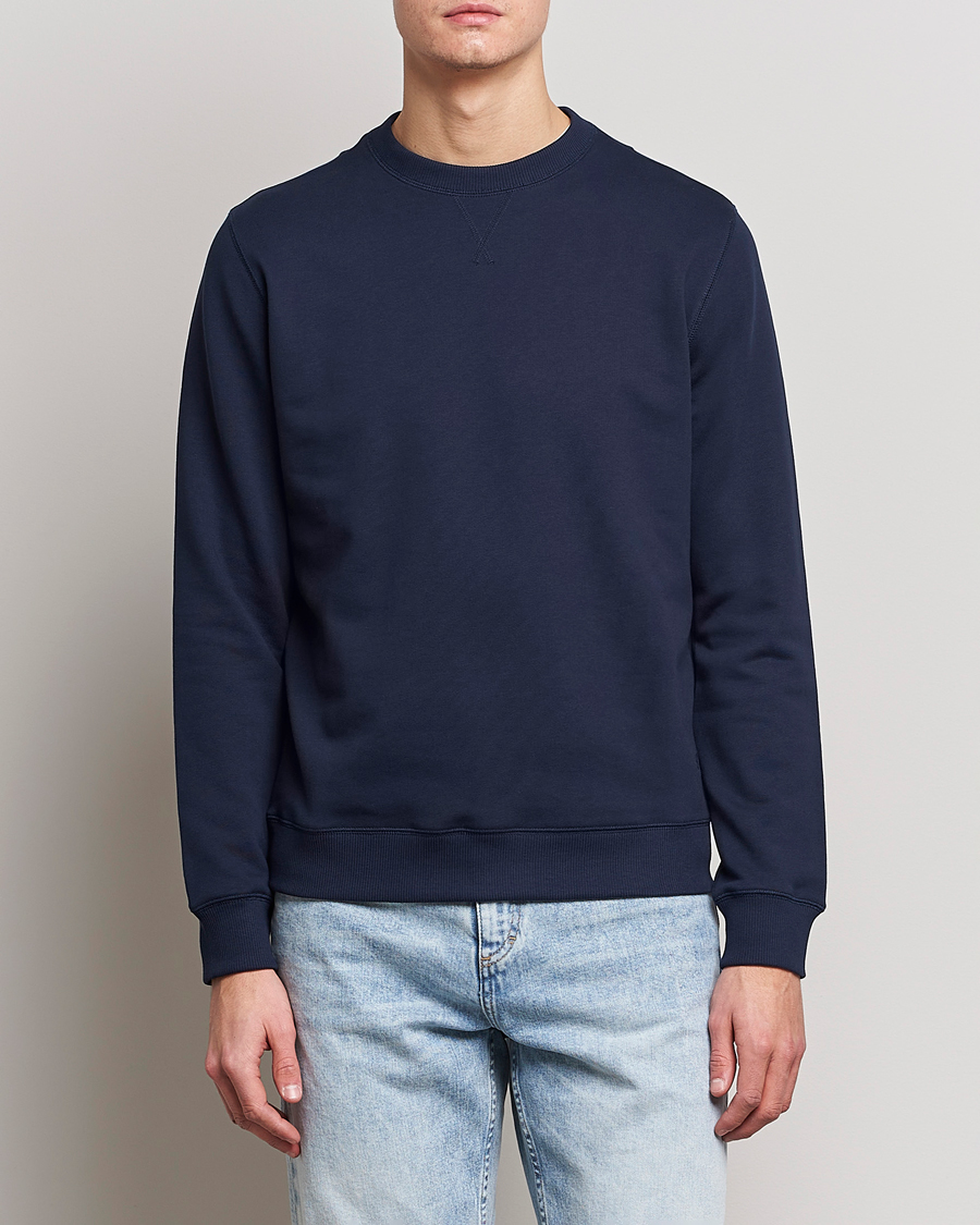 Uomini | Business & Beyond | Stenströms | Cotton Collage Crew Neck Navy