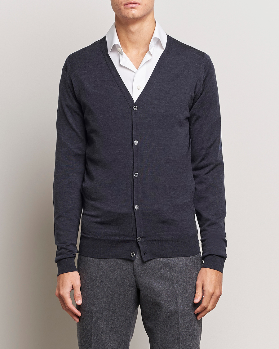 Uomini | John Smedley | John Smedley | Petworth Extra Fine Merino Cardigan Hepburn Smoke