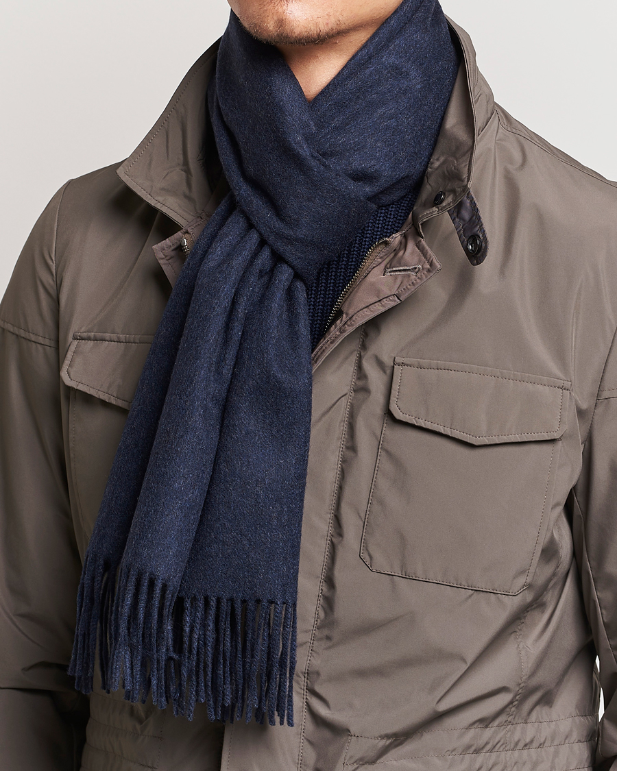 Uomini | Sciarpe | Piacenza Cashmere | Cashmere Scarf Navy Melange