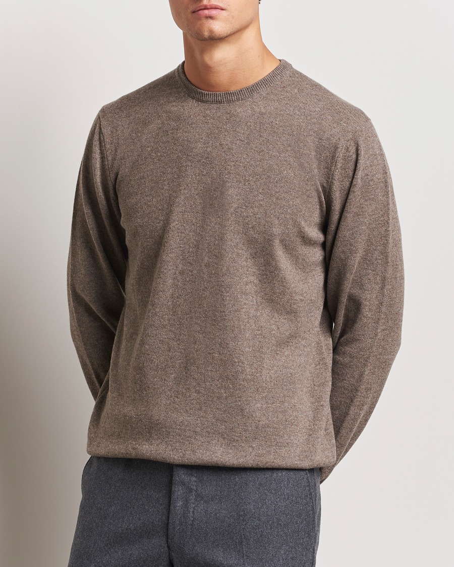 Uomini | Maglie a girocollo | Piacenza Cashmere | Cashmere Crew Neck Sweater Brown