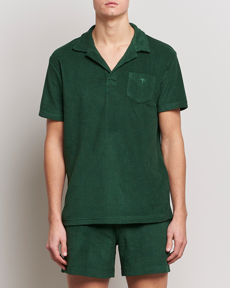 Uomini |  | OAS | Short Sleeve Terry Polo Dark Green