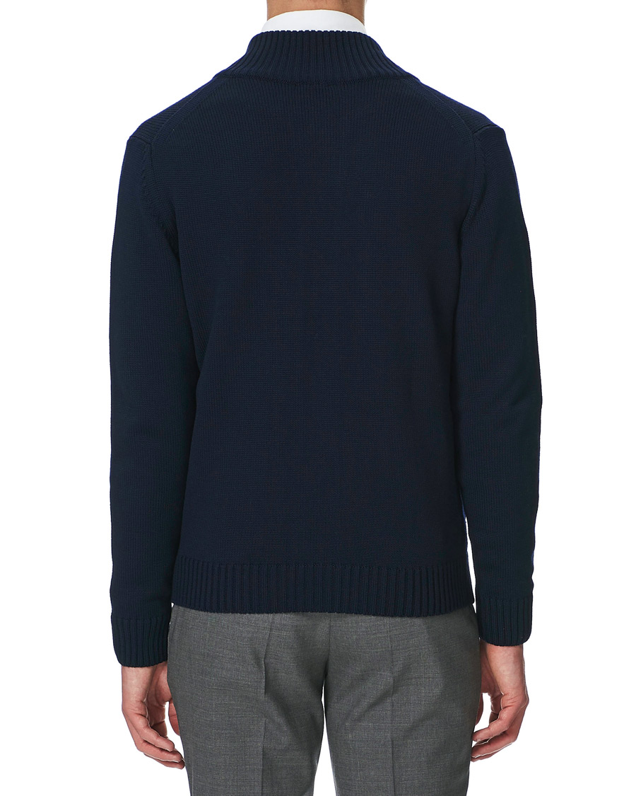 Uomini | Maglieria | Stenströms | Heavy Merino Wool Cardigan Navy