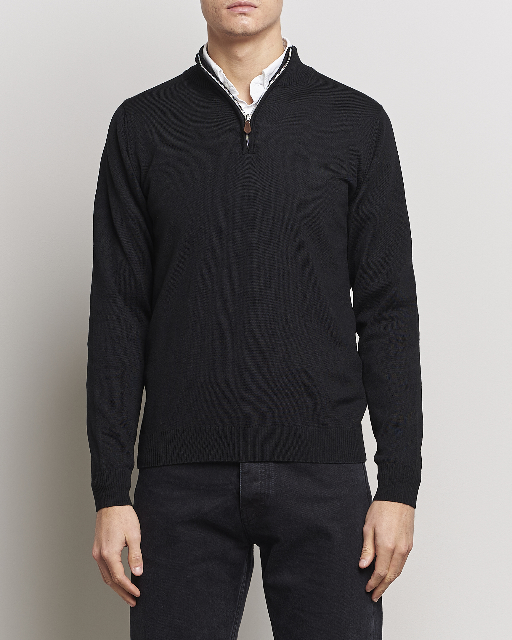 Uomini | Half-zip | Stenströms | Merino Half Zip Black