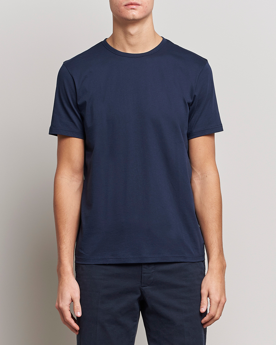 Uomini |  | Stenströms | Solid Cotton T-Shirt Navy