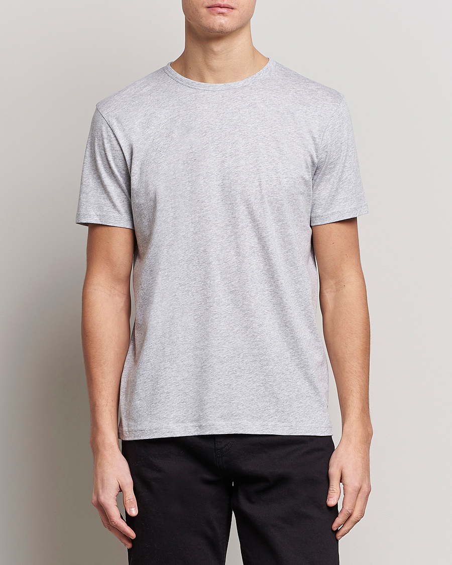 Uomini | Camicie a maniche corte | Stenströms | Solid Cotton T-Shirt Grey Melange