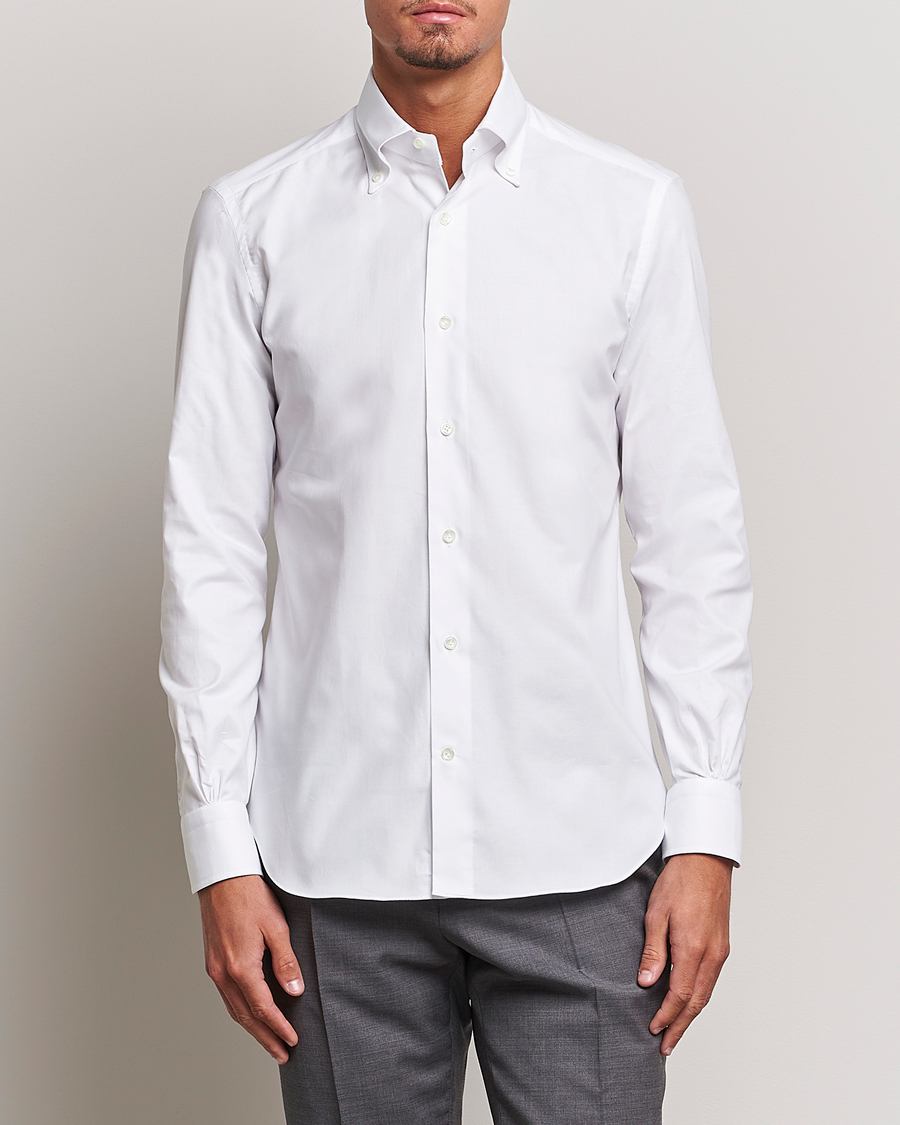 Uomini | Camicie oxford | Mazzarelli | Soft Oxford Button Down Shirt White