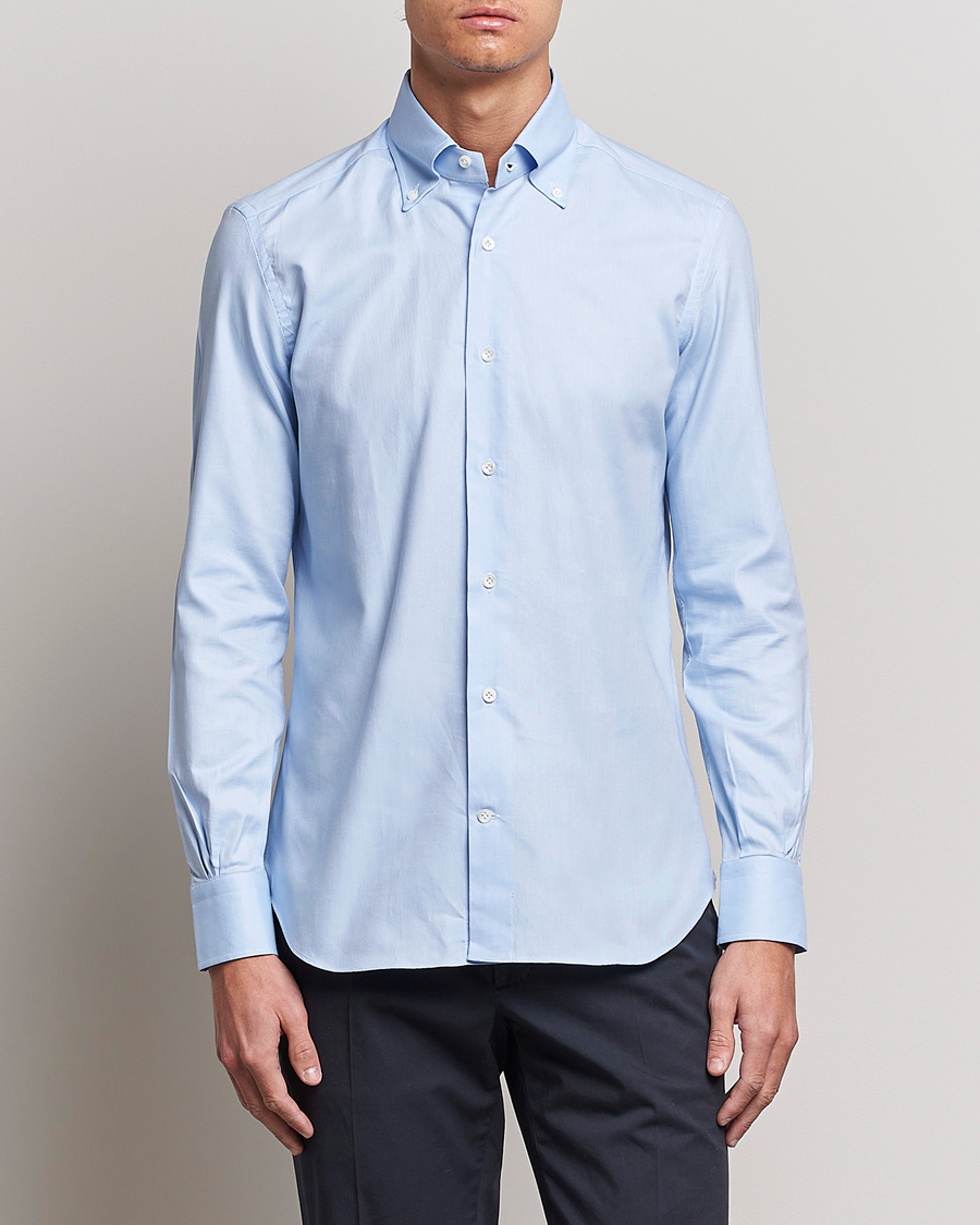 Uomini |  | Mazzarelli | Soft Oxford Button Down Shirt Light Blue