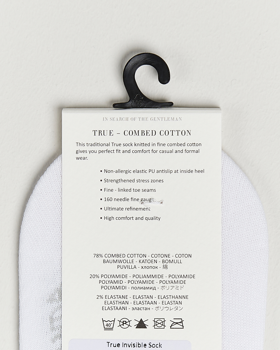 Uomini |  | Amanda Christensen | 3-Pack True Cotton Invisible Socks White