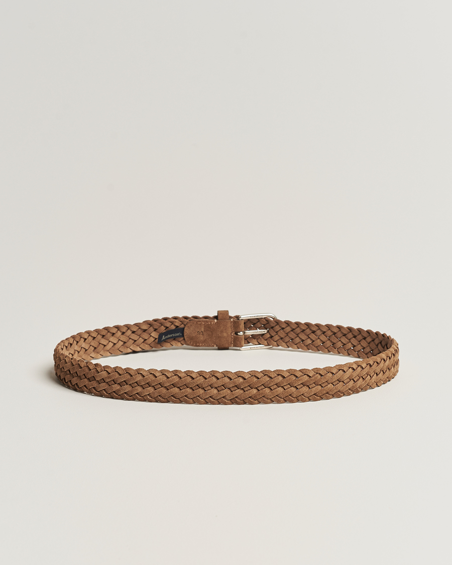 Uomini |  | Anderson\'s | Woven Suede Belt 3 cm Light Brown