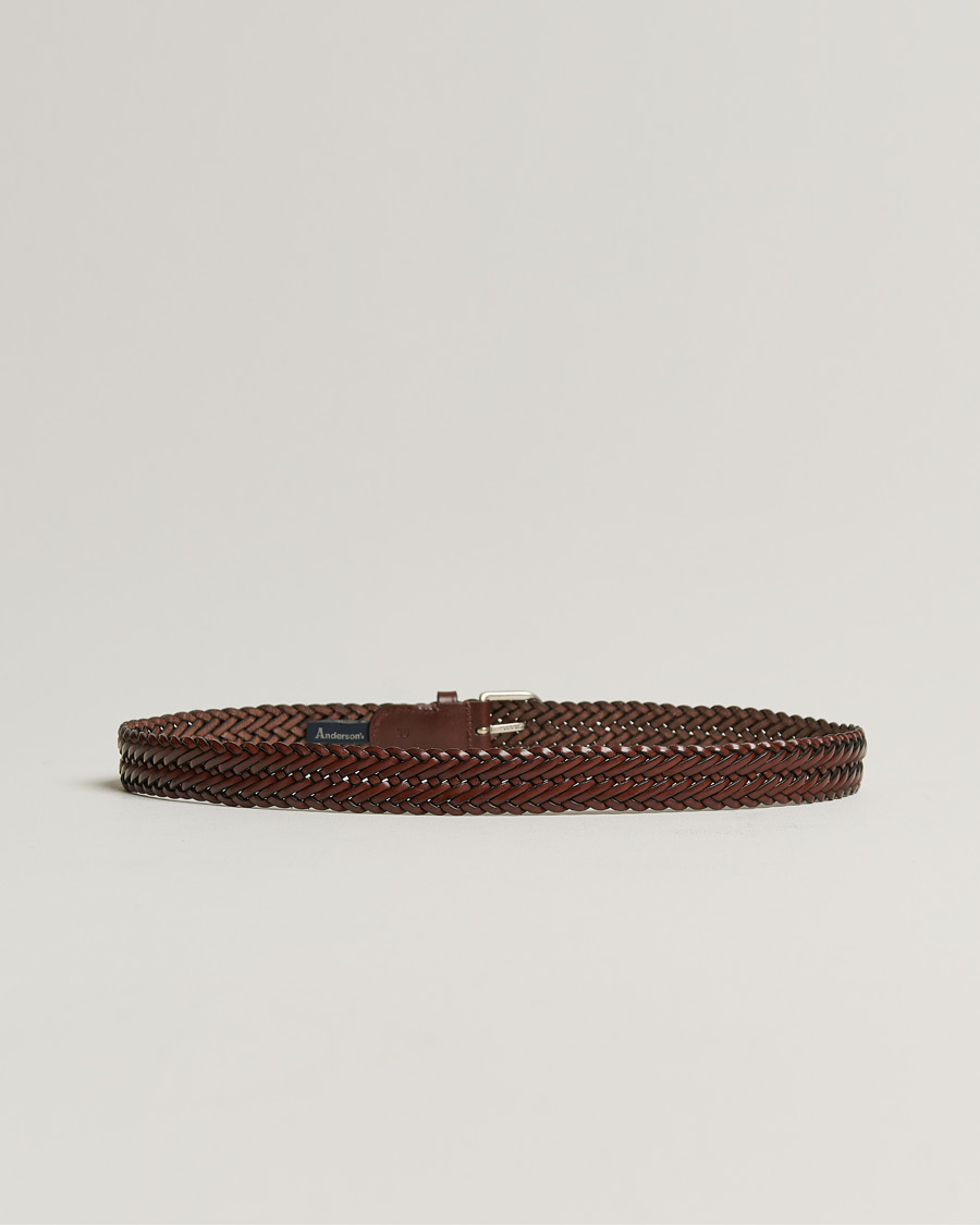 Uomini | Cinture | Anderson\'s | Woven Leather Belt 3 cm Cognac