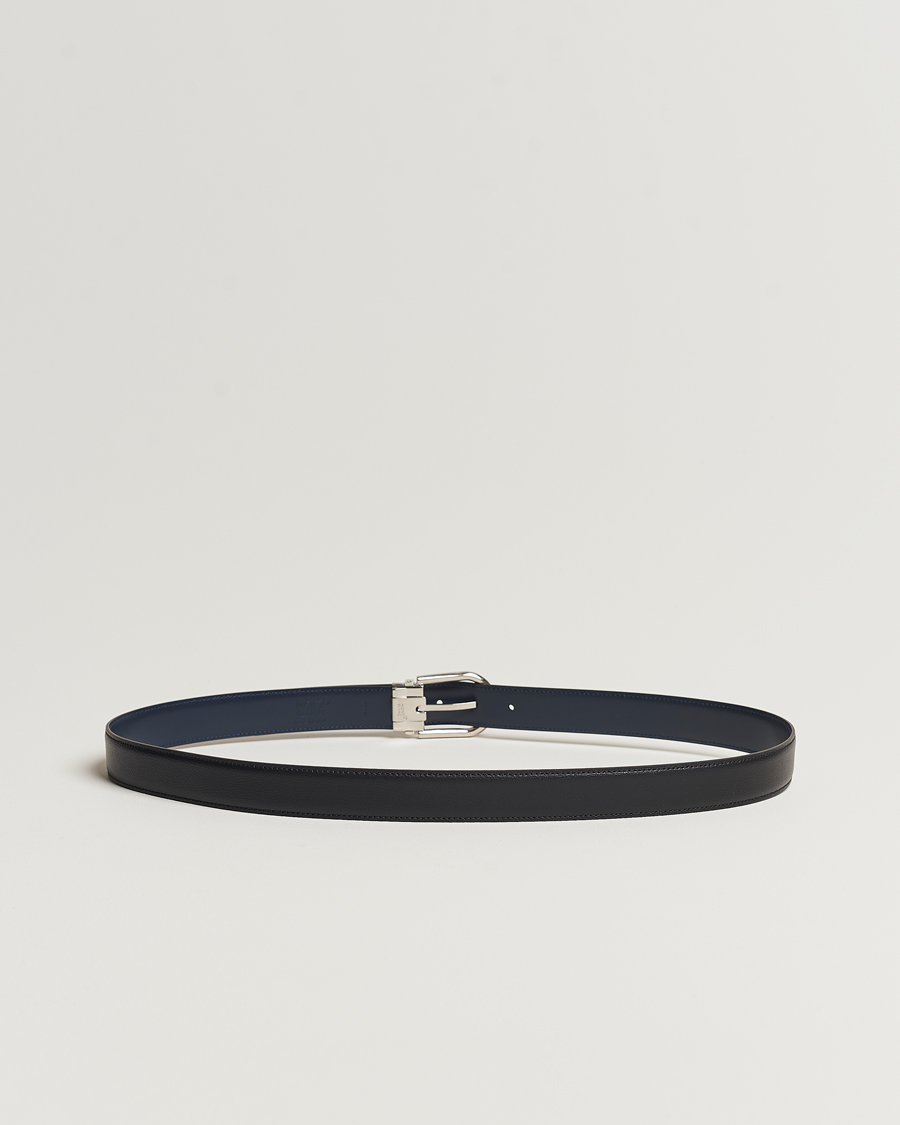 Uomini | Cinture in pelle | Montblanc | Reversible Horseshoe Leather Belt 30mm Blue/Black Grain