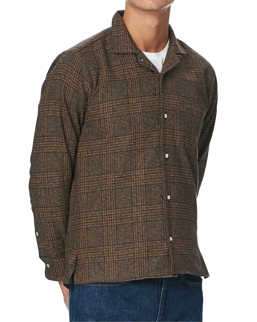 Uomini | Camicie | Gitman Vintage | Camp Collar Tweed Check Shirt Brown