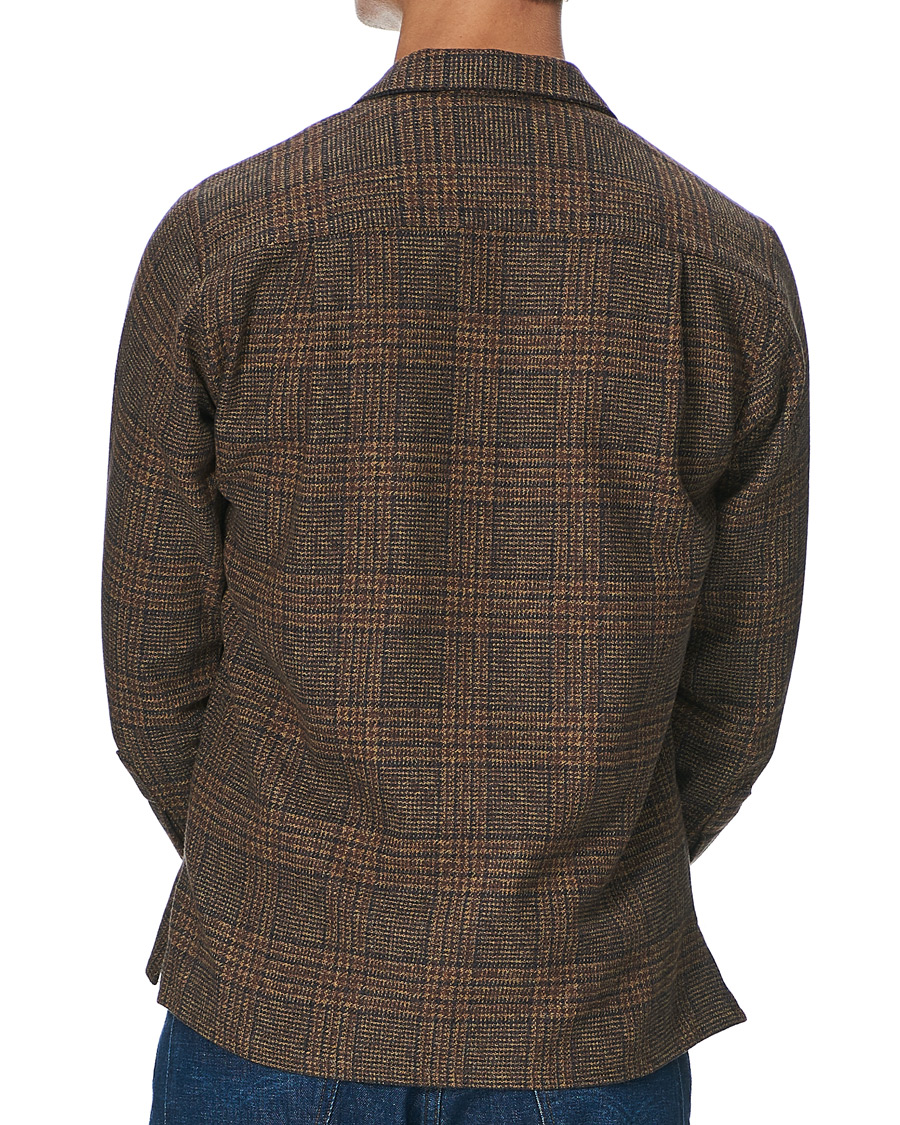 Uomini | Camicie | Gitman Vintage | Camp Collar Tweed Check Shirt Brown