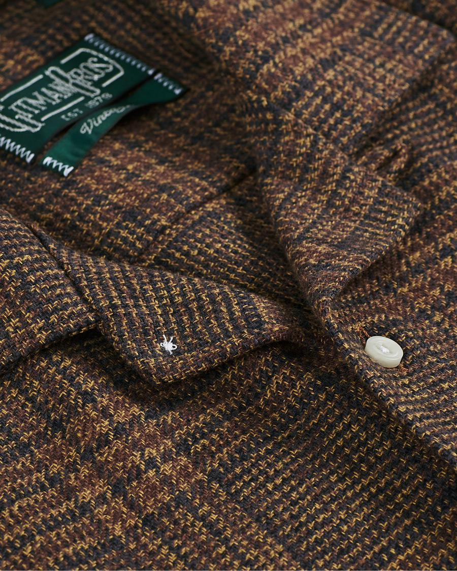 Uomini | Camicie | Gitman Vintage | Camp Collar Tweed Check Shirt Brown