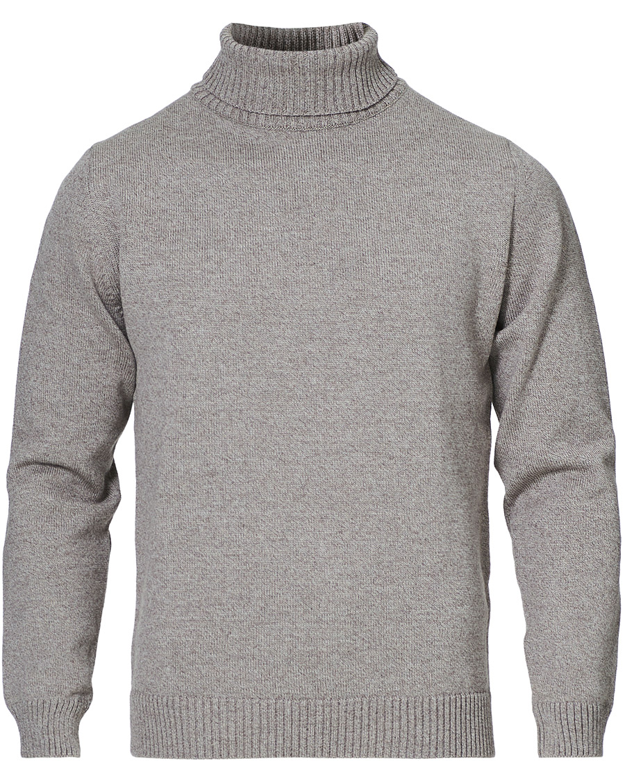 Uomini | Maglieria | Stenströms | Heavy Knitted Merino Rollneck Beige Mouliné