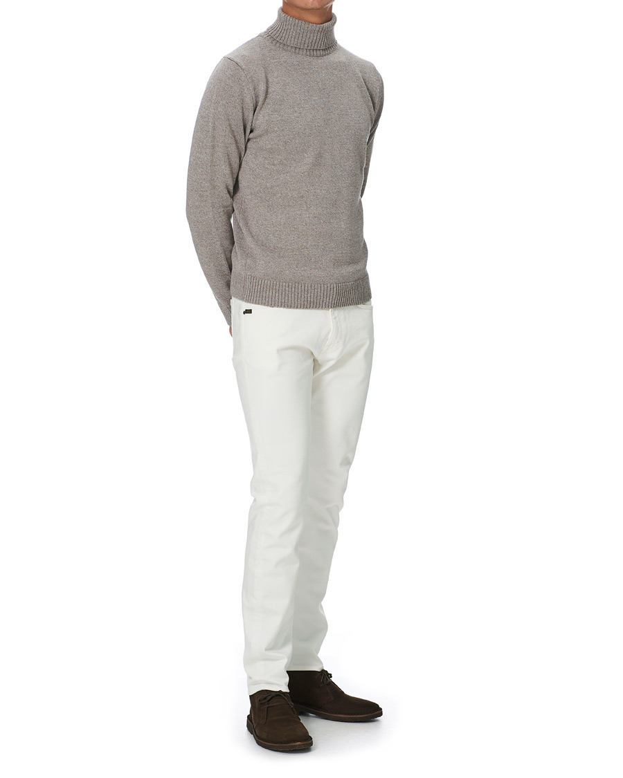 Uomini | Maglieria | Stenströms | Heavy Knitted Merino Rollneck Beige Mouliné