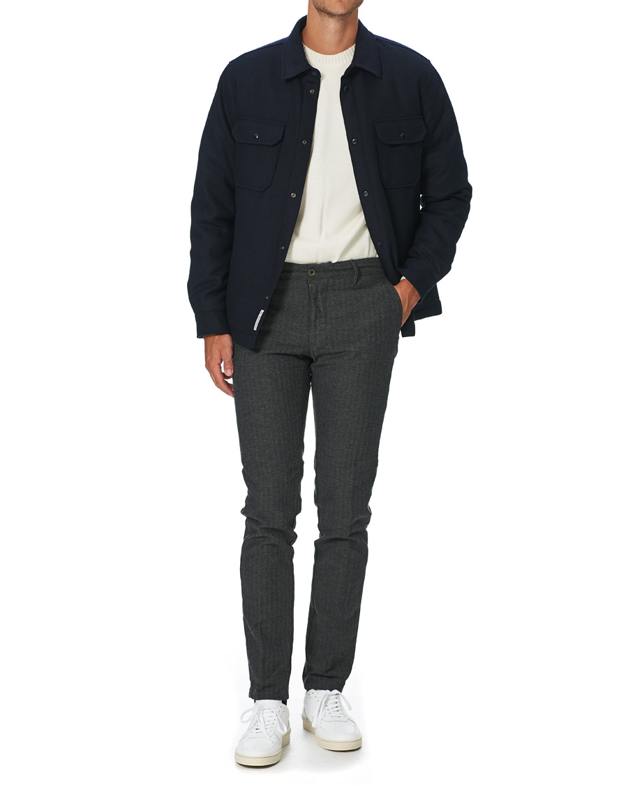 Uomini | Pantaloni | Incotex | Slim Fit Cotton/Wool Herringbone Slacks Grey