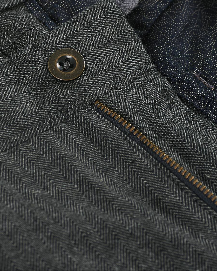Uomini | Pantaloni | Incotex | Slim Fit Cotton/Wool Herringbone Slacks Grey