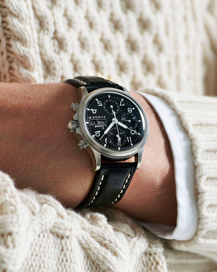 Uomini | Cinturino in pelle | Sinn | 356 Pilot Watch 38,5mm Black