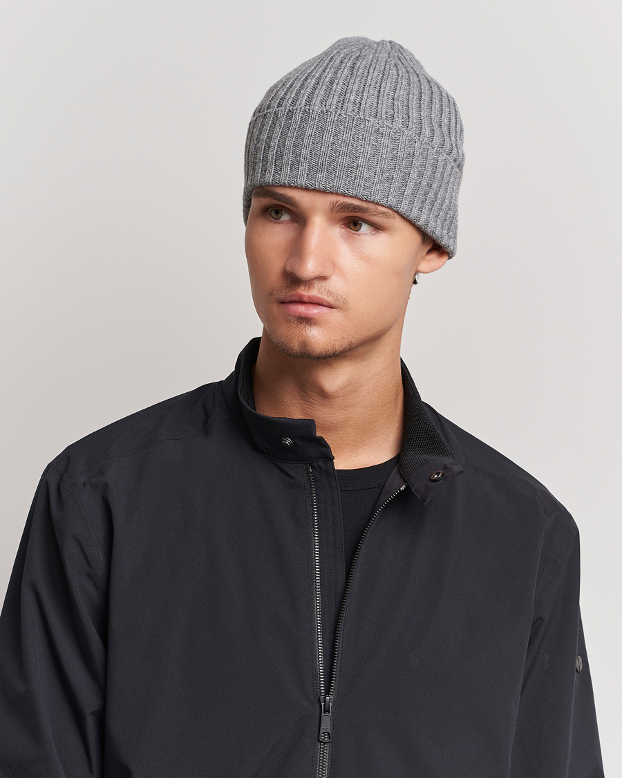 Uomini | Accessori | Piacenza Cashmere | Ribbed Cashmere Beanie Grey Melange