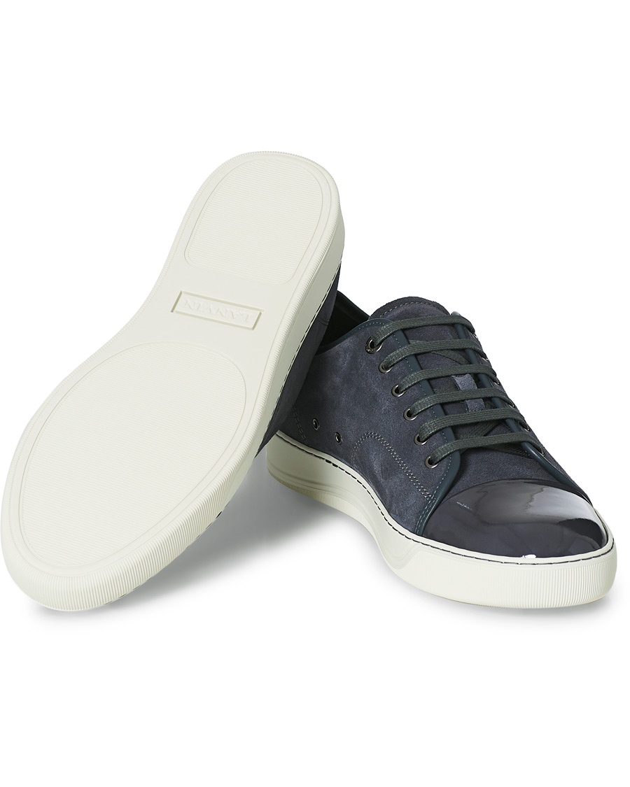 Uomini | Lanvin Patent Cap Toe Sneaker Slate Grey | Lanvin | Patent Cap Toe Sneaker Slate Grey
