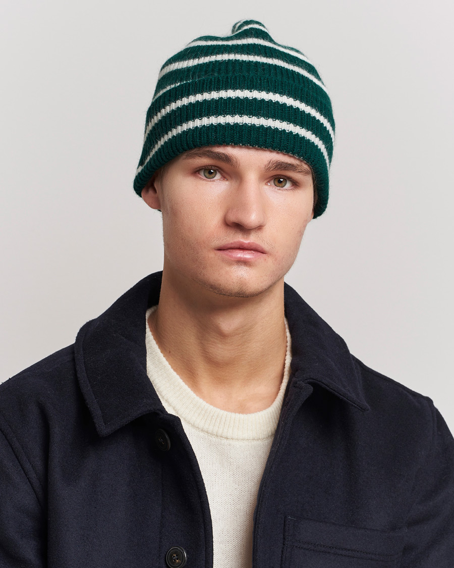 Uomini | Reparti | Le Bonnet | Lambswool/Caregora Beanie Moss Strip