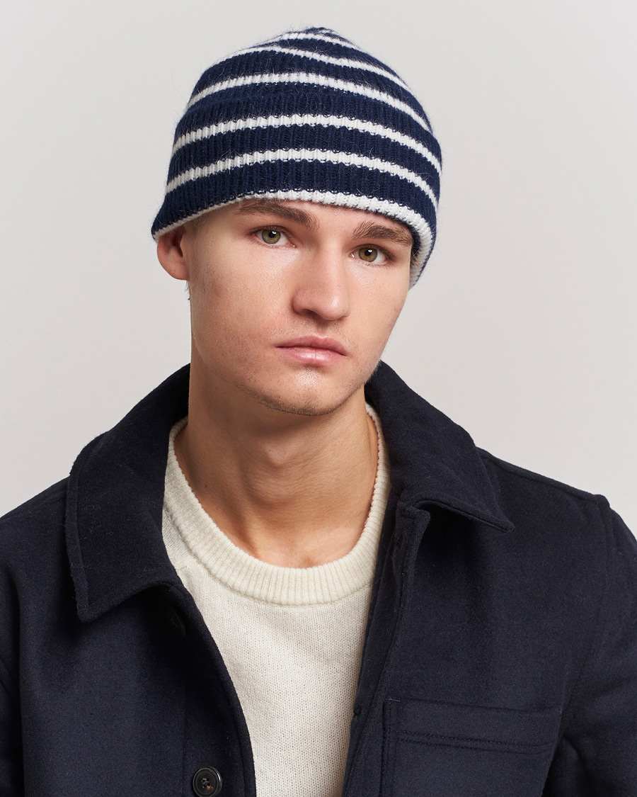 Uomini |  | Le Bonnet | Lambswool/Caregora Beanie Midnight  Stripe