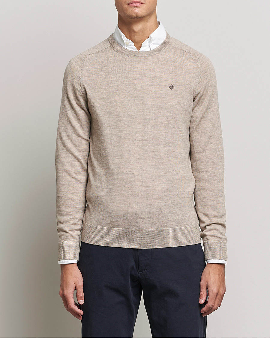 Uomini | Maglieria | Morris | Merino O-neck Khaki Melange