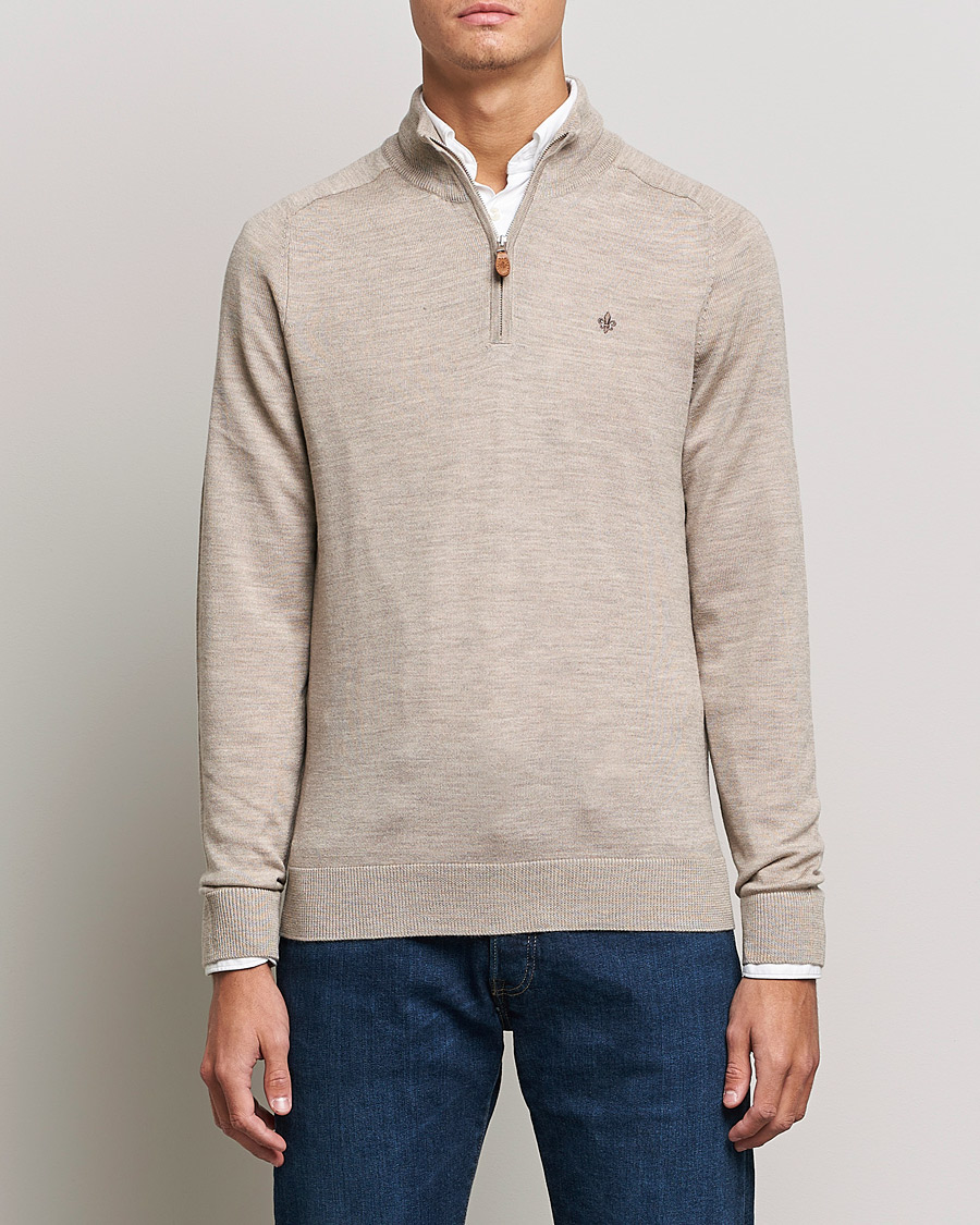 Uomini | Maglieria | Morris | John Merino Half Zip Khaki