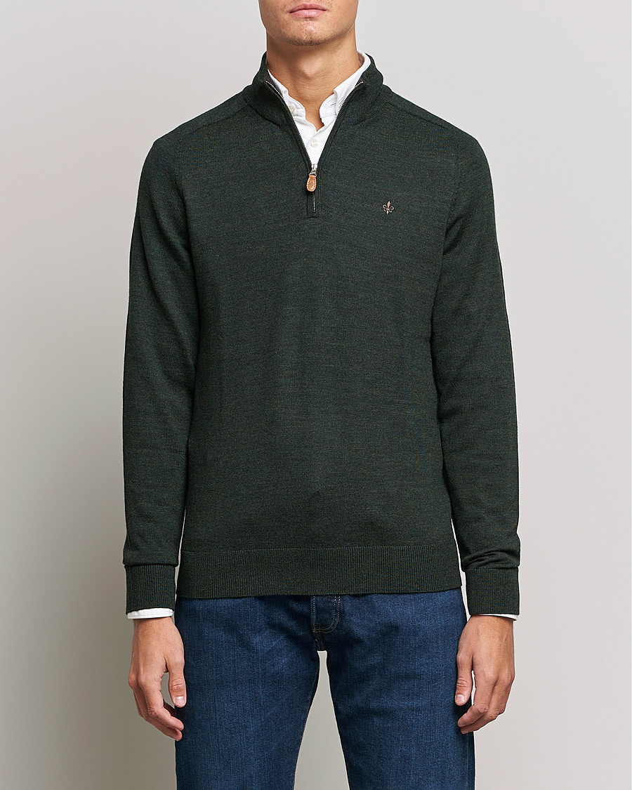 Uomini | Maglieria | Morris | John Merino Half Zip Olive