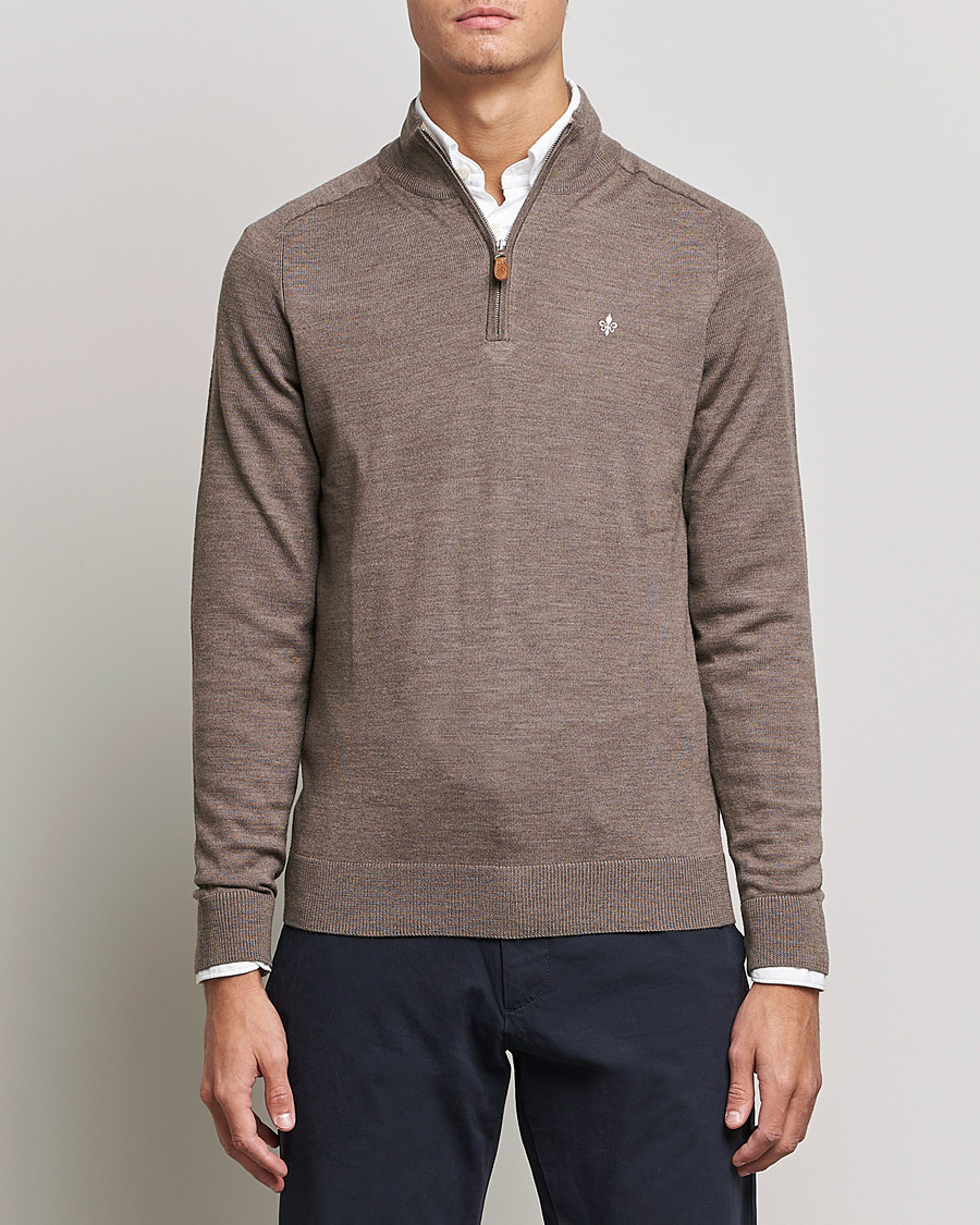 Uomini |  | Morris | John Merino Half Zip Light Brown