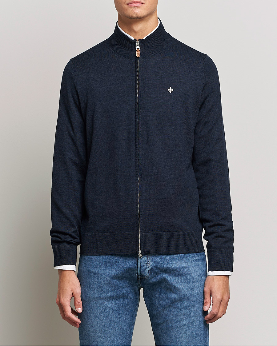 Uomini |  | Morris | Merino Full Zip Cardigan Navy