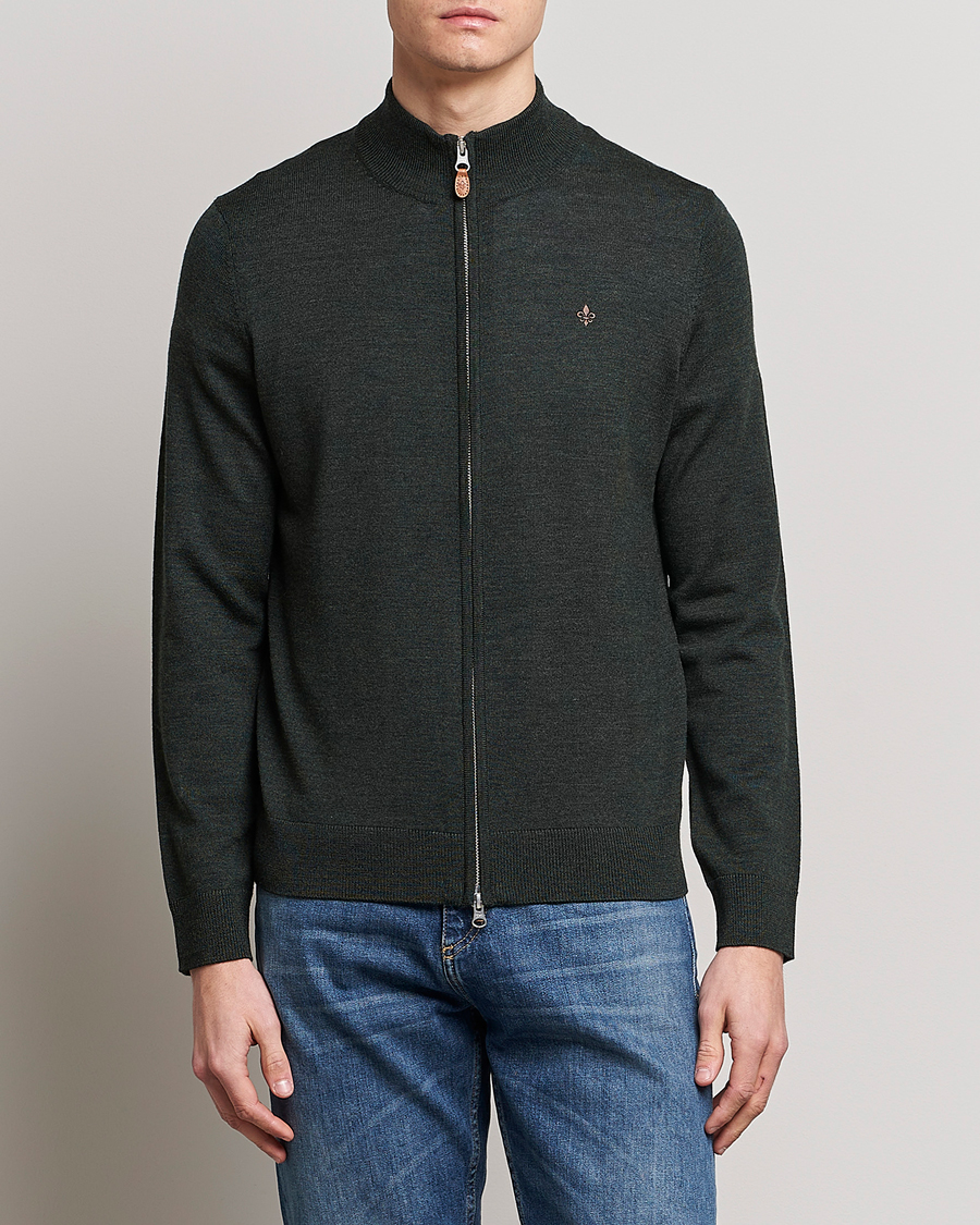 Uomini | Full-zip | Morris | Merino Full Zip Cardigan Olive