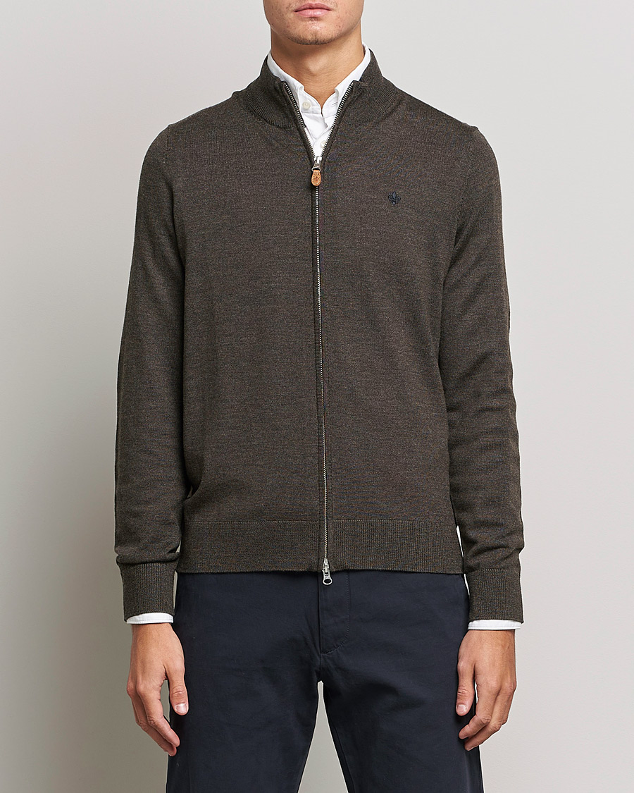 Uomini | Full-zip | Morris | Merino Full Zip Cardigan Dark Brown