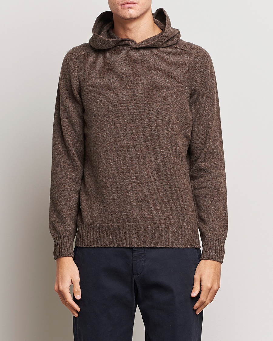 Uomini |  | Gran Sasso | Wool Hoodie Brown Melange