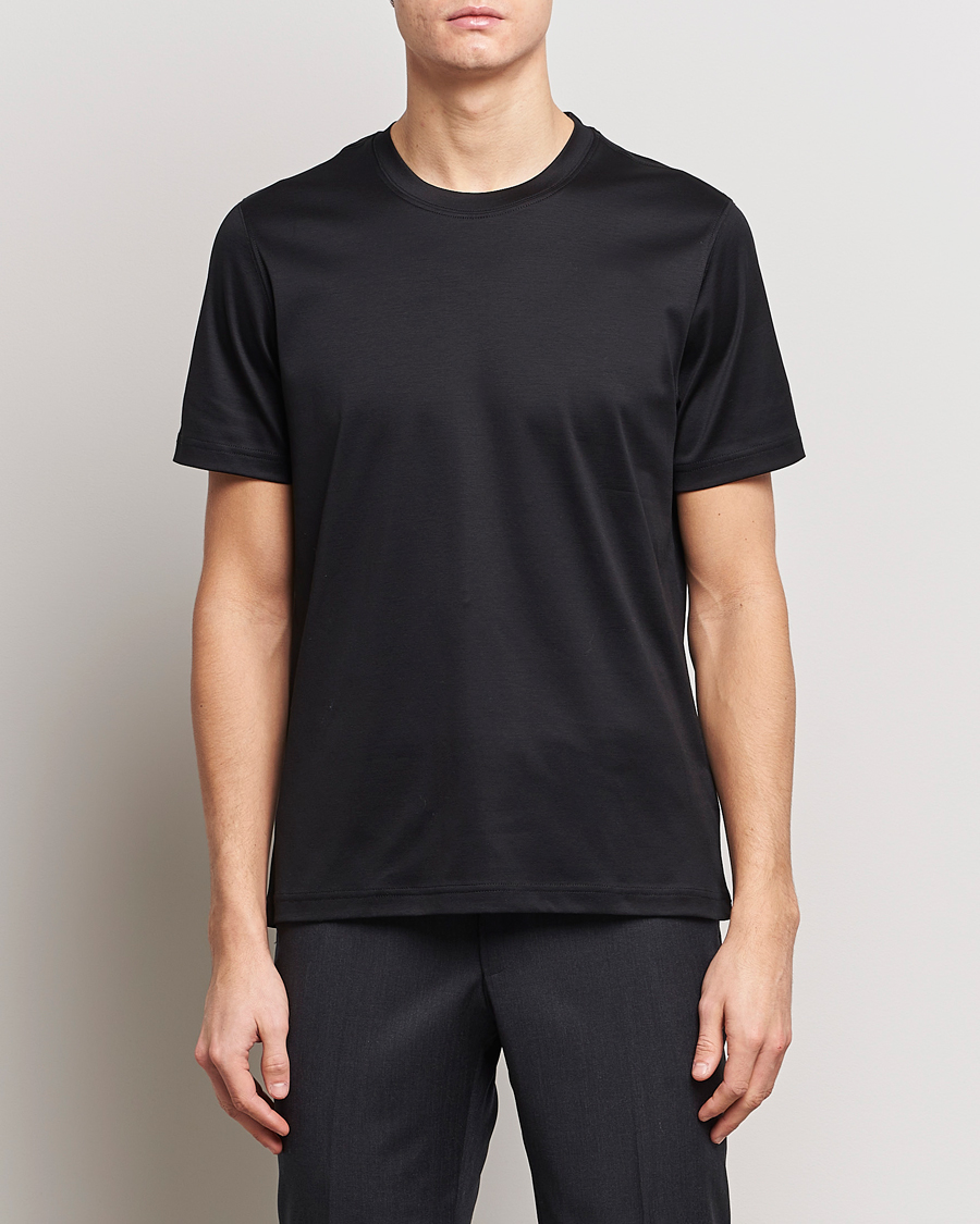 Uomini | T-shirt | Eton | Filo Di Scozia Cotton T-Shirt Black