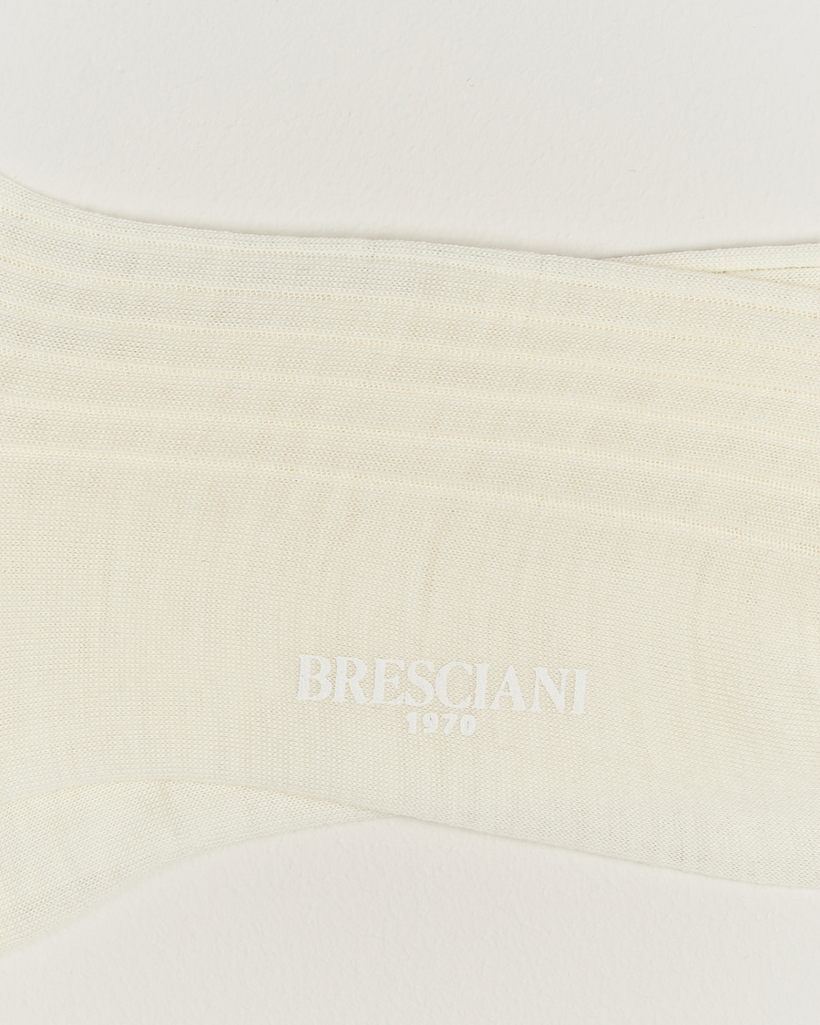 Uomini | Bresciani | Bresciani | Wool/Nylon Ribbed Short Socks White