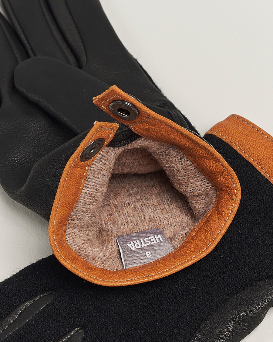 Uomini | Guanti | Hestra | Deerskin Wool Tricot Glove Black/Black