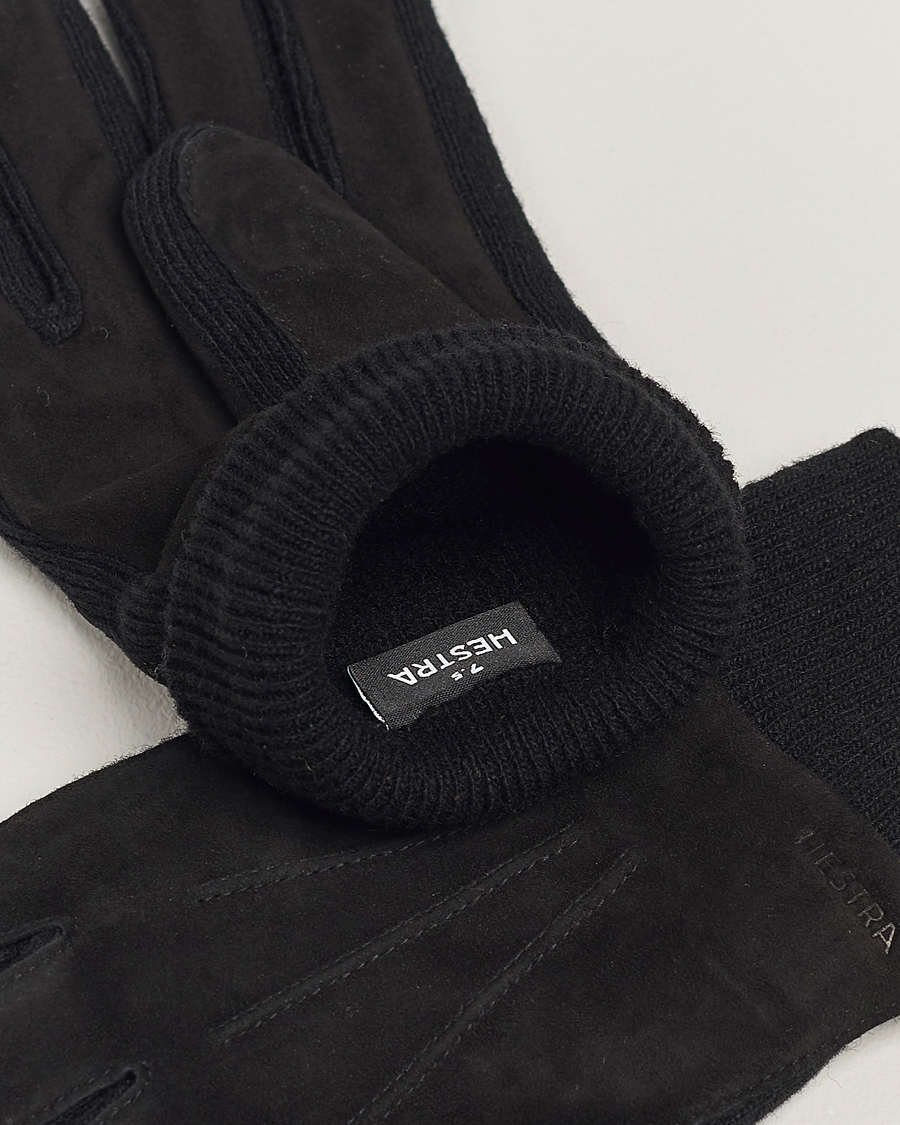 Uomini |  | Hestra | Geoffery Suede Wool Tricot Glove Black