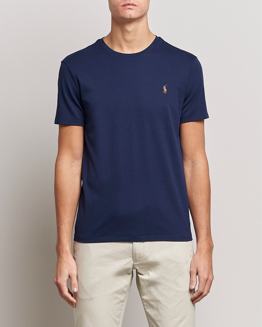 Uomini | T-Shirts | Polo Ralph Lauren | Luxury Pima Cotton Crew Neck T-Shirt Refined Navy