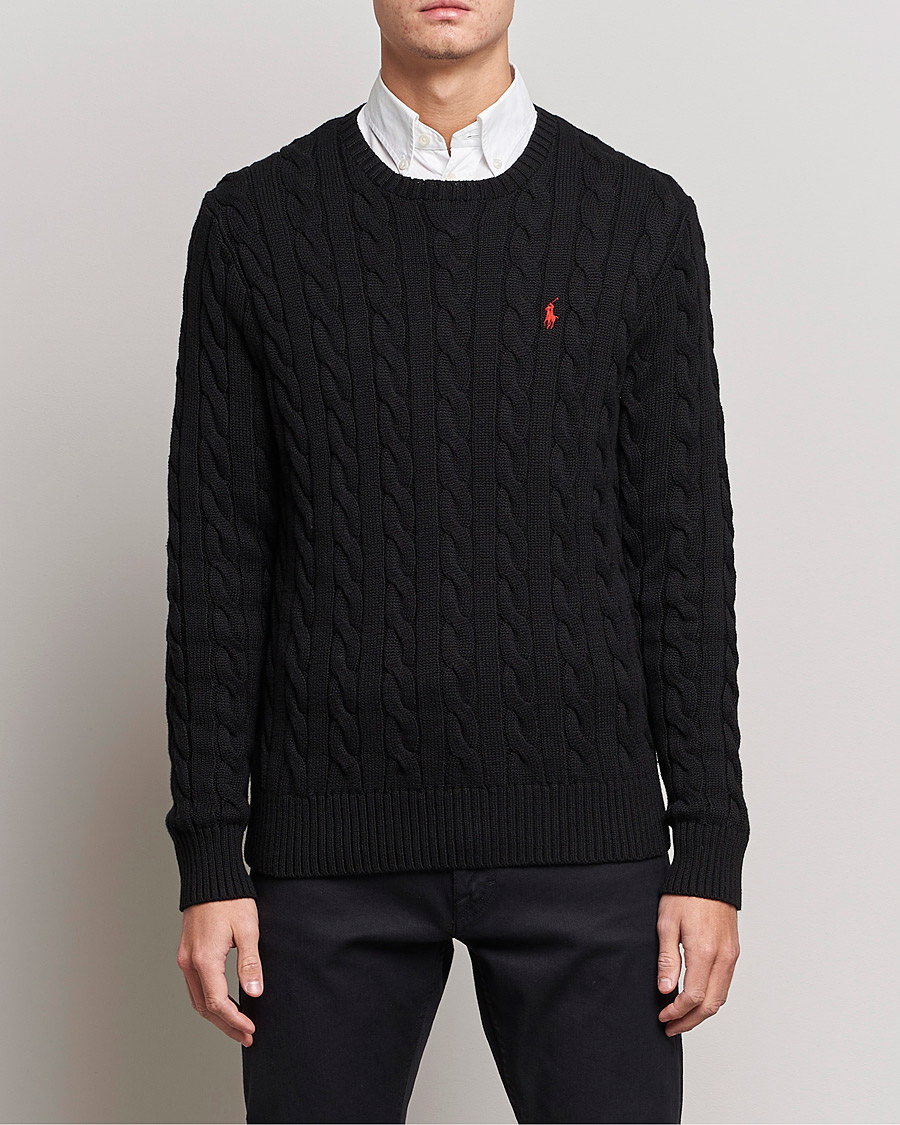 Uomini | Maglioni a maglia | Polo Ralph Lauren | Cotton Cable Pullover Polo Black