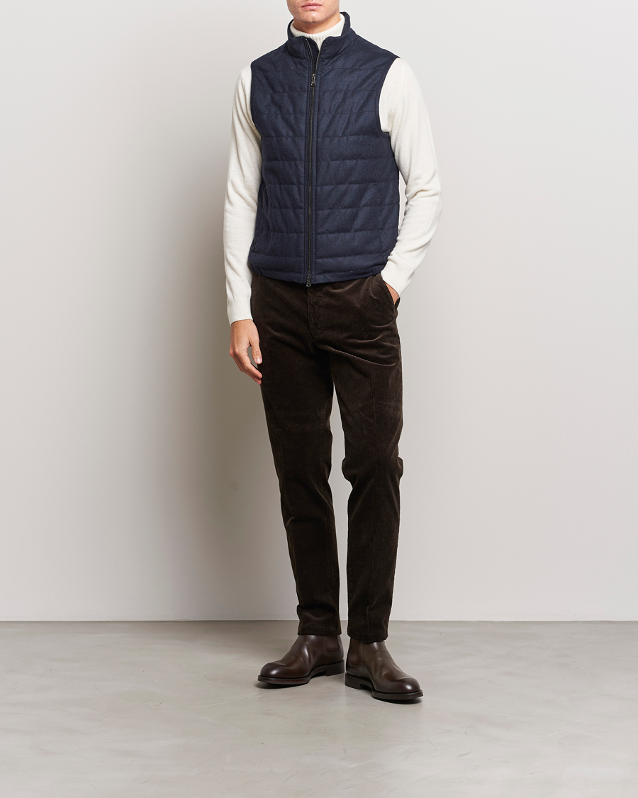 Uomini | Giacche | Oscar Jacobson | Liner EVO Flannel Waistcoat Navy