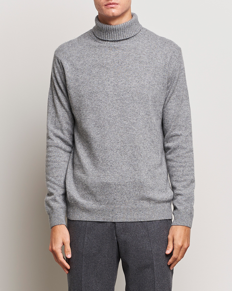 Uomini | Dolcevita | Oscar Jacobson | Salim Wool/Cashmere Rollneck Light Grey