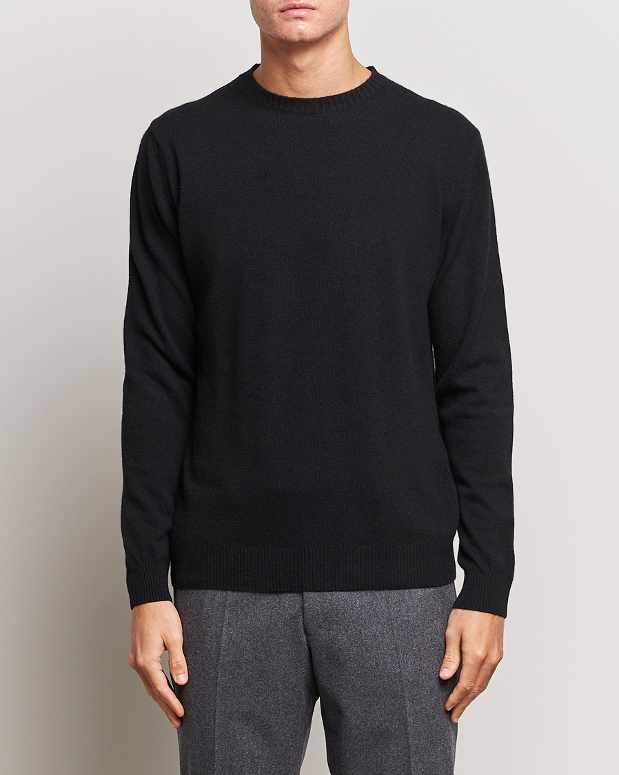 Uomini | Maglieria | Oscar Jacobson | Valter Wool/Cashmere Round Neck Black